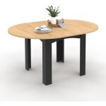 Idmarket - table à manger extensible ronde dona 4 - 8 personnes noire plateau façon hêtre 110 - 150 cm ... Idmarket - table à manger extensible ronde dona 4 - 8 personnes noire plateau façon hêtre 110 - 150 cm ...