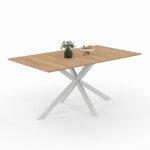 Idmarket - table � manger rectangle alix 8 personnes pied araign�e bois et blanc 160 cm
