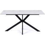 Idmarket - table � manger rectangle alix 8 personnes pied araign�e noir et plateau effet marbre blanc ...