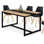Idmarket - table à manger rectangle dover 8 personnes bande centrale noire design industriel 150 cm Idmarket - table à manger rectangle dover 8 personnes bande centrale noire design industriel 150 cm