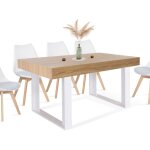 Idmarket - table à manger rectangle phoenix 6 personnes bois et blanc 160 cm Idmarket - table à manger rectangle phoenix 6 personnes bois et blanc 160 cm
