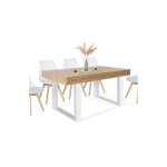 Idmarket - table  manger rectangle phoenix 6 personnes bois et blanc 160 cm