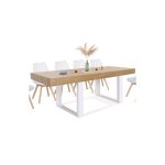 Idmarket - table � manger rectangle phoenix 8 personnes bois et blanc 200 cm