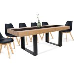 Idmarket - table � manger rectangle phoenix 8 personnes bois et noir bande centrale noire 200 cm