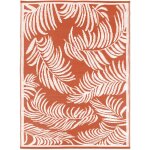 Tapis ext�rieur coco tropical terracotta et blanc 270 x 470 cm