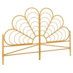 Idmarket - t�te de lit sur pied ivy 160 cm effet rotin en forme de fleur