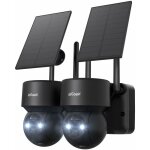 Iegeek 2pcs 3mp camra surveillance wifi extrieure sans fil solaire 360ptz vision nocturne couleur ...