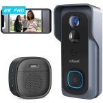 Sonnette sans fil 2k 3mp, cam�ra avec support d'angle de sonnette r�glable, sonnette vid�o grise, sans ...