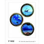 Sticker mural - 3 hublots vue sous - marine et bateau - 65 x 85 cm Sticker mural - 3 hublots vue sous - marine et bateau - 65 x 85 cm