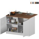 �lot central pour cuisine moderne 2 portes table en bois 125x90x90cm deer - blanc - ch�ne
