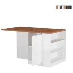 �lot central avec table pour cuisine moderne 2 portes 160x90x90cm grover - blanc - ch�ne
