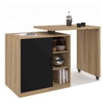 Idmarket - ilot rotatif polo meuble de bar pivotant 2 en 1 imitation htre porte noire