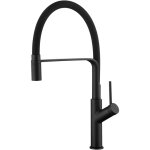 Imex robinet de cuisine monocommande en laiton et acier noir mat avec bec flexible noir mat et cartouche ...
