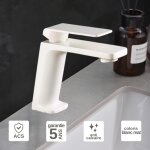 Imex products - robinet mitigeur de lavabo anti - calcaire bec bas blanc mat imex fiyi bdf016 - 1bl