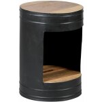 Altobuy - indus - guridon rond industriel en acier avec plateau en bois de palissandre