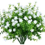 Ineasicer - 8 bouquets fleurs artificielles fleur fausse, uv rsistant verdure arbustes plantes eucalyptus ...