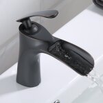 Ineasicer - noir robinet de salle de bain robinet cascade simple poignée laiton elégant robinetterie ... Ineasicer - noir robinet de salle de bain robinet cascade simple poignée laiton elégant robinetterie ...