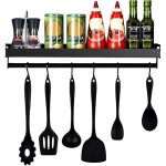 Ineasicer porte - pices, support rangement ustensiles de cuisine mural avec 6 crochets amovibles, tagre ...