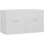 Meuble sous lavabo vasque avec lavabo int�gr� blanc brillant agglom�r� 72859