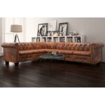 Inlife canapé d'angle chesterfield 6 places cuir artificiel marron Inlife canapé d'angle chesterfield 6 places cuir artificiel marron