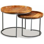 Inlife - ensemble de tables d'appoint 2 pcs bois de manguier massif
