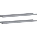 Tag�res � rebord pour cadre photo 2 pcs gris 80x9x3 cm mdf - inlife
