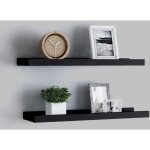 Lot de 2 �tag�res � rebord pour cadre photo �tag�re murale meuble de rangement noir 60x9x3 cm mdf 69957 ...