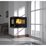 Fm biomasa - insert  bois d'angle - firematic lora - i 12. 6 kw foyer en vermiculite - porte fonte - ...