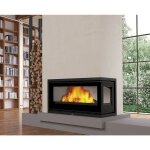 Azura home design - insert chemine  bois boma droit - 90 ed - 13 kw avec turbine + 2 bouches recuperateur ...