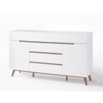 Inside75 - buffet cachan blanc laqu mat 6 tiroirs 2 portes pitement en chne