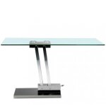 Inside75 - table basse relevable bravo en verre transparent structure chrome