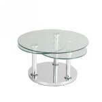 Inside75 - table basse rose 3 plateaux en verre tremp� et pied en acier chrom�