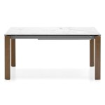Inside75 - table extensible 8 couverts eminence 210 cm pieds noyer plateau cramique blanc