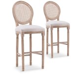 Lot de 2 chaises de bar m�daillon louis xvi tissu gris