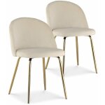 Intensedeco - lot de 2 chaises cecilia velours beige pieds dor�s