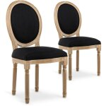 Intensedeco - lot de 2 chaises mdaillon louis xvi tissu noir