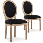 Intensedeco - lot de 2 chaises m�daillon louis xvi tissu noir