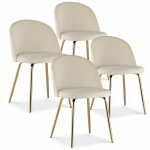 Intensedeco - lot de 4 chaises cecilia velours beige pieds dor�s