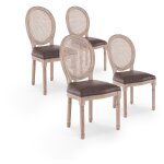 Intensedeco - lot de 4 chaises mdaillon louis xvi cannage rotin vintage