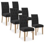 Intensedeco - lot de 6 chaises capitonnes gaya tissu noir