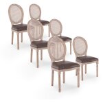 Intensedeco - lot de 6 chaises mdaillon louis xvi cannage rotin vintage