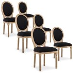 Intensedeco - lot de 6 chaises m�daillon louis xvi tissu noir