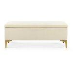 Banquette coffre chloé velours beige pieds doré Banquette coffre chloé velours beige pieds doré
