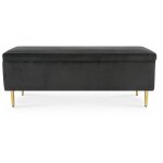 Intensedeco - banquette coffre iris velours noir pieds dor�