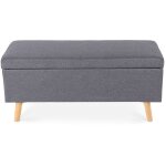Intensedeco - banquette coffre de style scandinave eline tissu gris fonc