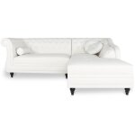 Intensedeco - canap� d'angle droit empire blanc style chesterfield