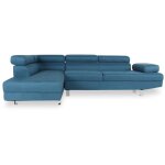 Intensedeco - canap� d'angle gauche avec t�ti�res relevables charly tissu bleu canard