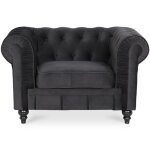 Intensedeco - fauteuil chesterfield velours altesse noir
