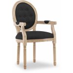 Intensedeco - fauteuil mdaillon capitonn louis xvi tissu noir