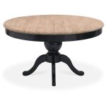 Intensedeco ? table ronde extensible en bois massif noir ? dimensions 140 / 190 x 140 x 76 cm ? accueille ...